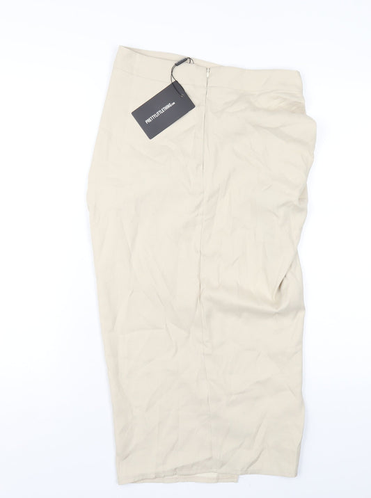 PRETTYLITTLETHING Womens Beige Polyester A-Line Skirt Size 10 Zip
