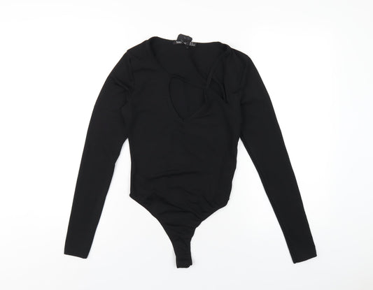 Womens UK Size 10 Boohoo One-Piece Black Bodysuit