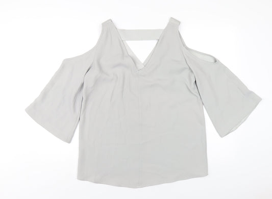 Womens UK Size 10 River Island Grey Basic T-Shirt
