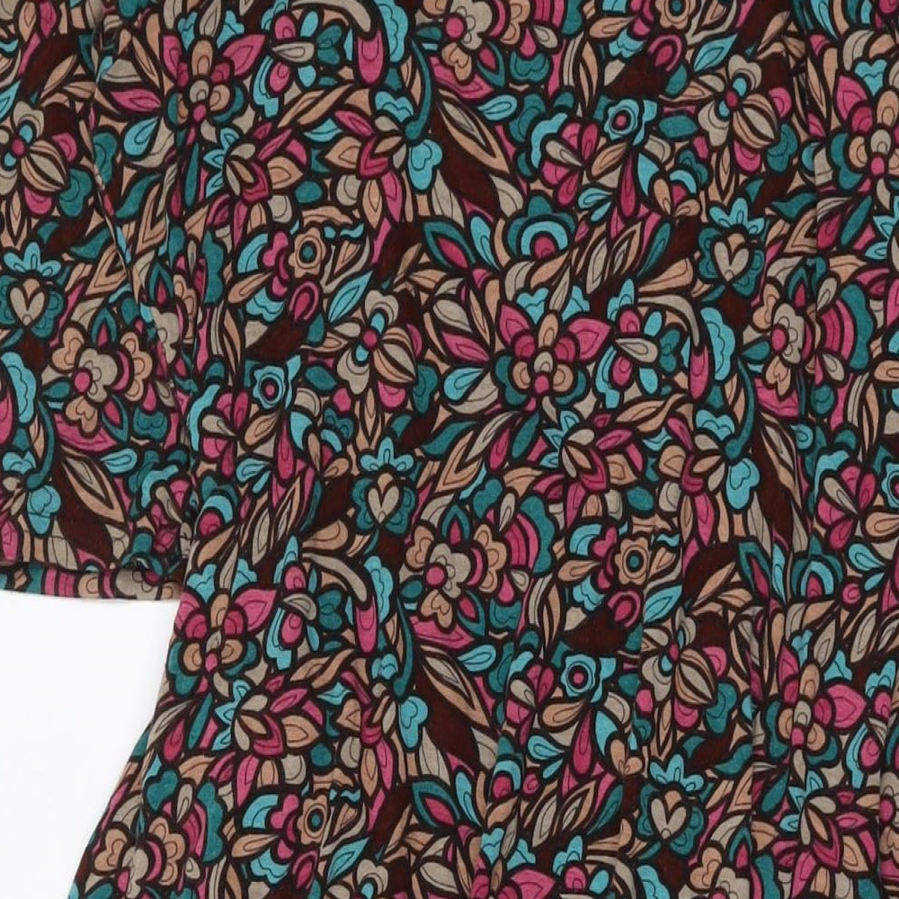 Kaliko Womens Multicoloured Geometric Viscose Wrap Dress Size 16 V-Neck Tie