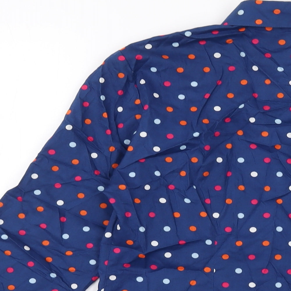 Antoni & Alison Womens Blue Polka Dot Cotton Basic Button-Up Size 10 Collared