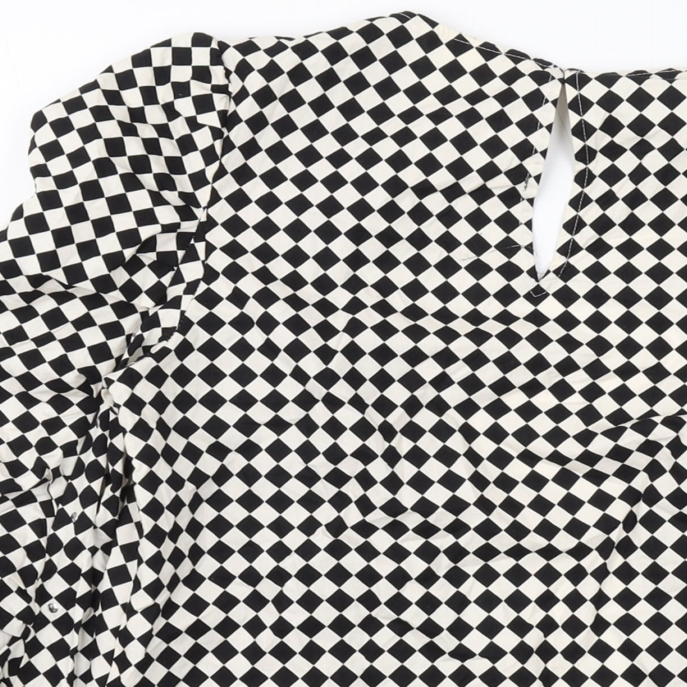 H&M Womens Beige Check Jacket Size 8