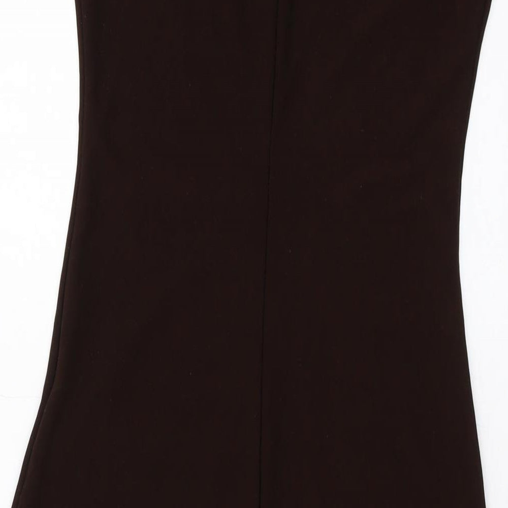 Hennes Womens Brown Polyester A-Line Size S V-Neck Pullover