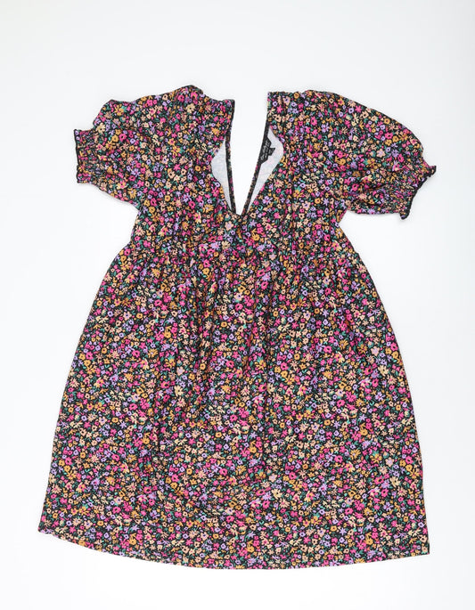 Additional front view of Miss Selfridge women’s multicoloured fair isle polyester a-line, size UK 14, v-neck pullover