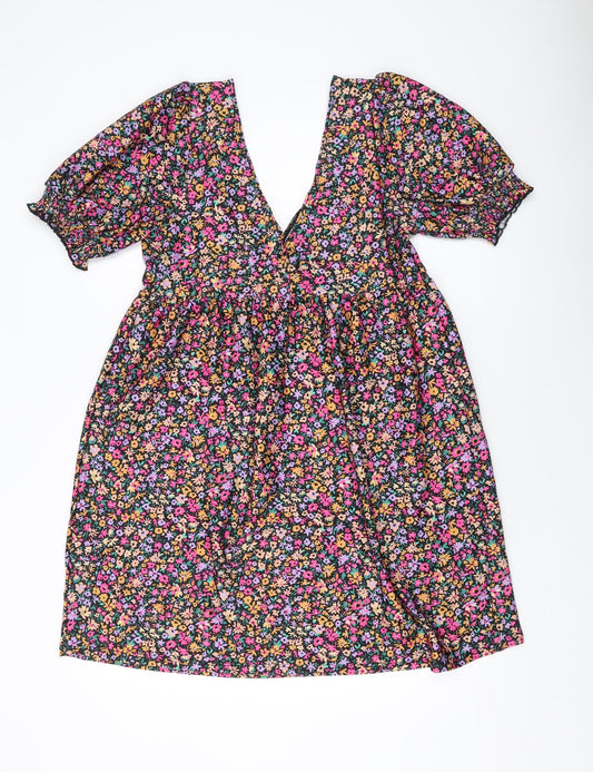 Miss Selfridge Womens Multicoloured Fair Isle Polyester A-Line Size 14 V-Neck Pullover