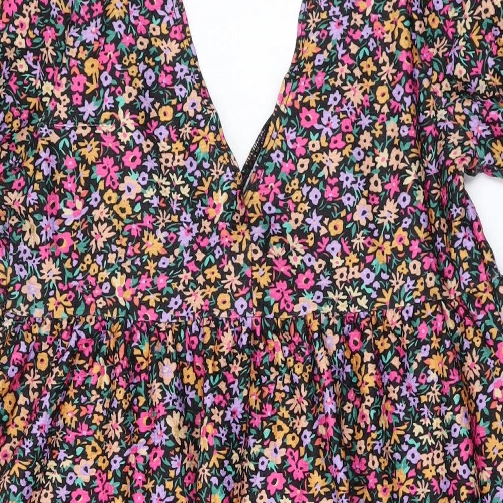 Miss Selfridge Womens Multicoloured Fair Isle Polyester A-Line Size 14 V-Neck Pullover