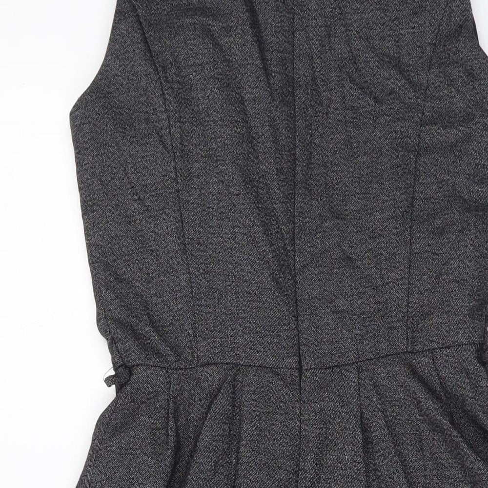 NEXT Womens Grey Polyester A-Line Size 6 Round Neck Zip