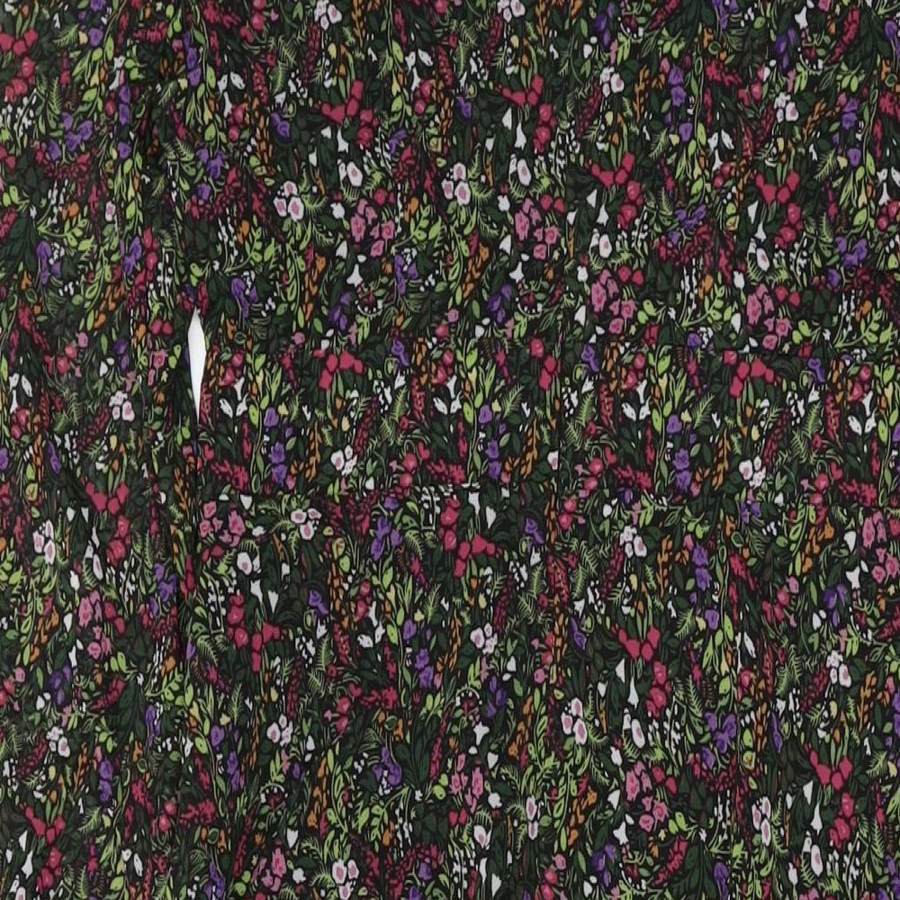 Blue Vanilla Womens Multicoloured Floral Polyester A-Line Size 8 Round Neck Zip