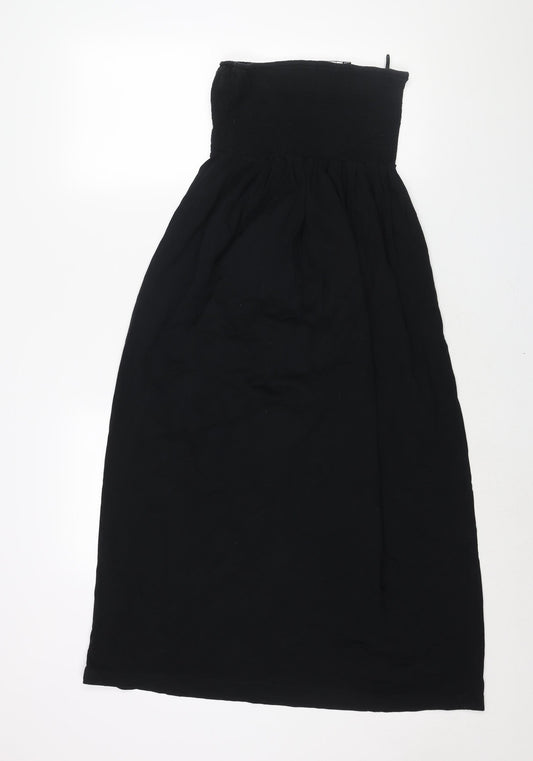 NEXT Womens Black Viscose Shift Size 12 Square Neck Pullover - Rouched Bodice