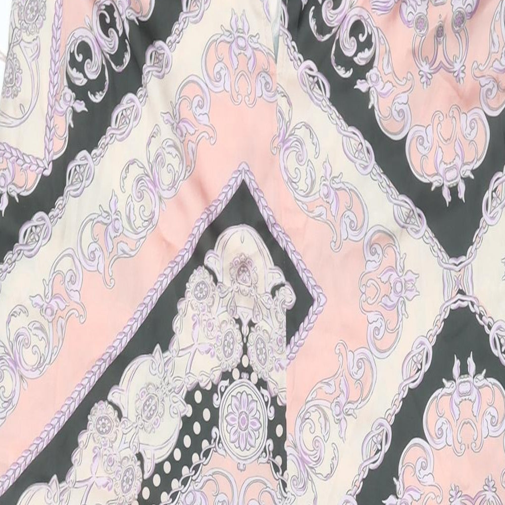 River Island Womens Pink Geometric Polyester Jumpsuit One-Piece Size 8 L28 in Tie - Frill