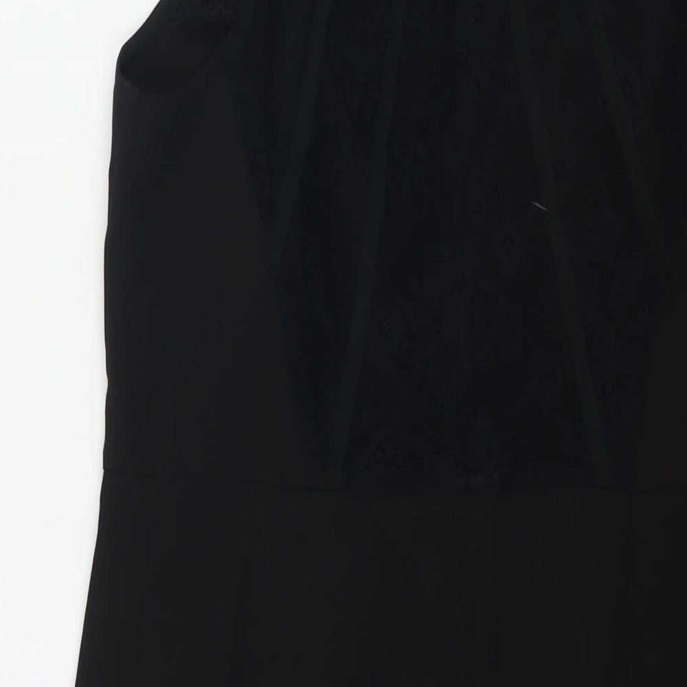 La Redoute Womens Black Polyester Shift Size 12 Round Neck Zip - Lace Back