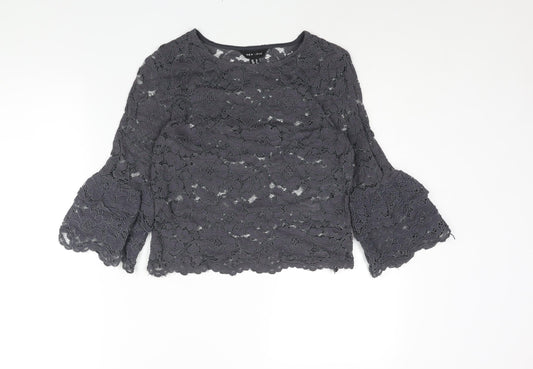 Womens UK Size 12 New Look Grey Basic Blouse
