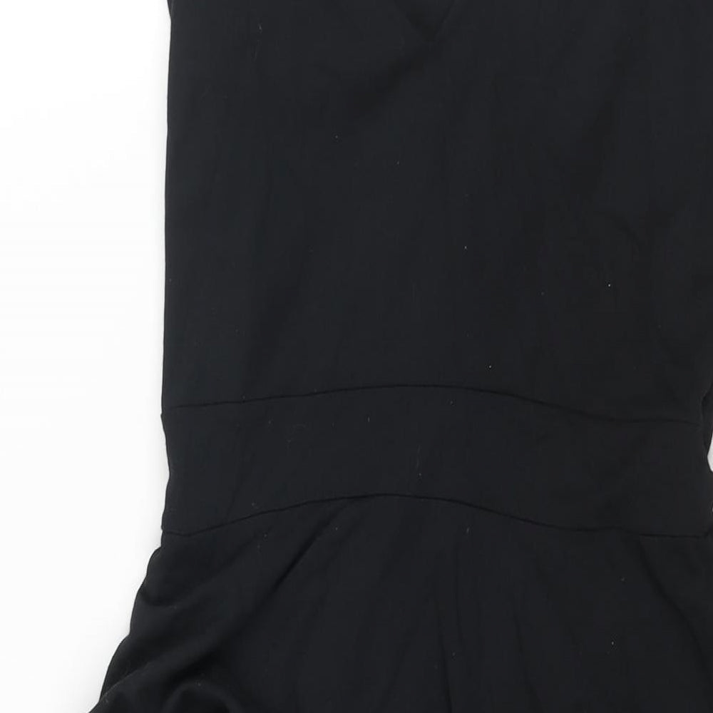 Warehouse Womens Black Viscose Bodycon Size 12 V-Neck Pullover - Peplum