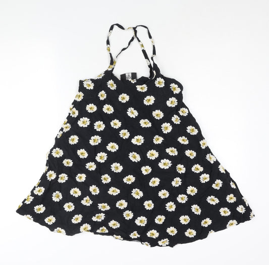 AX Paris Womens Black Floral Cotton A-Line Size 10 Scoop Neck Pullover