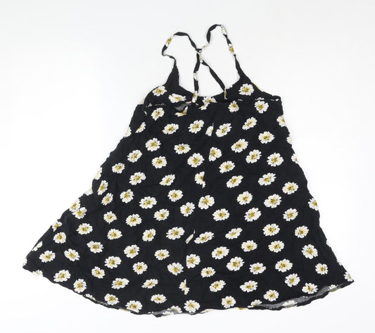 AX Paris Womens Black Floral Cotton A-Line Size 10 Scoop Neck Pullover