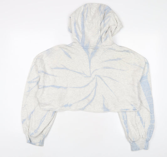 H&M Womens Blue Geometric Cotton Pullover Hoodie Size M Pullover