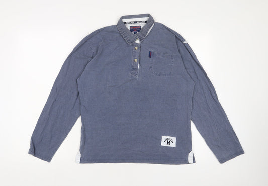 Edwards Heavies Womens Blue Cotton Basic Polo Size 12 Collared - Embroidered
