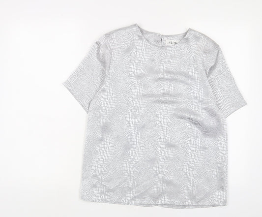 Womens UK Size 12 Berkertex Silver Basic T-Shirt