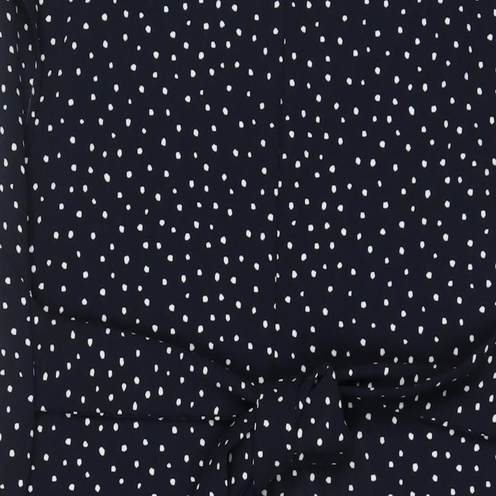 NEXT Womens Blue Geometric Polyester Sheath Size 18 Crew Neck Button