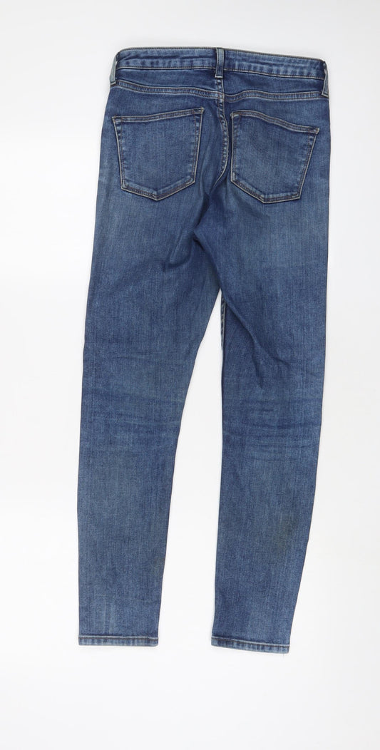 Topshop Womens Blue Cotton Skinny Jeans Size 28 in L30 in Regular Zip