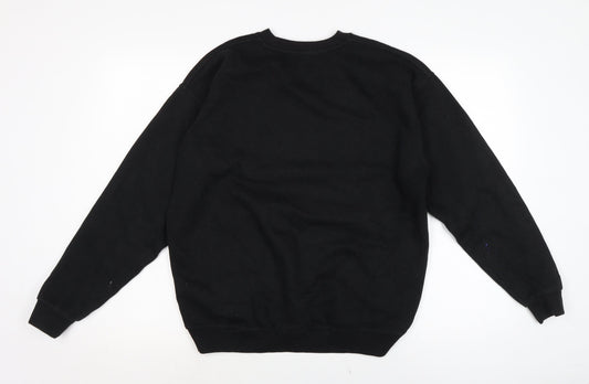 Boohoo Womens Black Cotton Pullover Sweatshirt Size 8