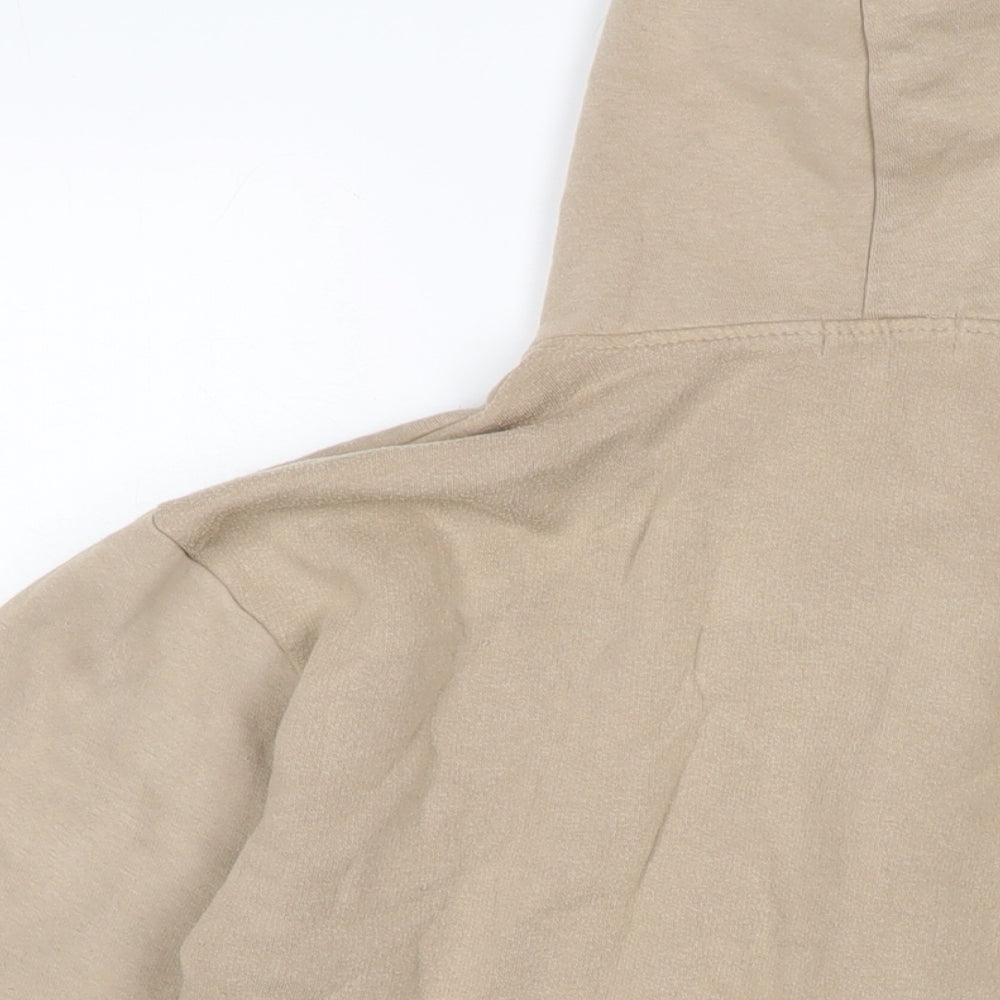 PRETTYLITTLETHING Womens Beige Cotton Full Zip Hoodie Size S