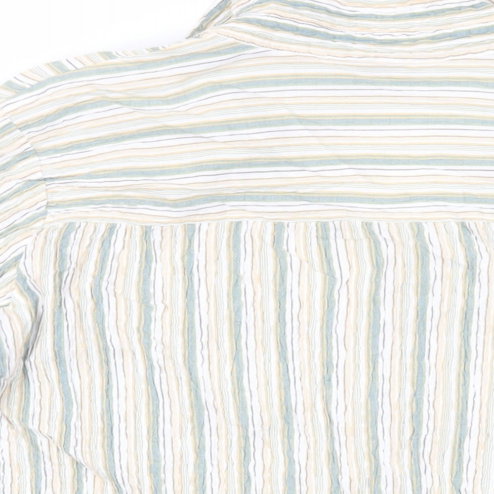 EWM Womens Green Striped Cotton Basic Button-Up Size 22 Collared