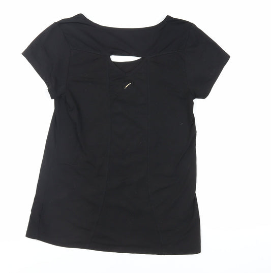 LA Gear Womens Black Polyester Pullover T-Shirt Size S Boat Neck Pullover - Gym Running Pilates Workout