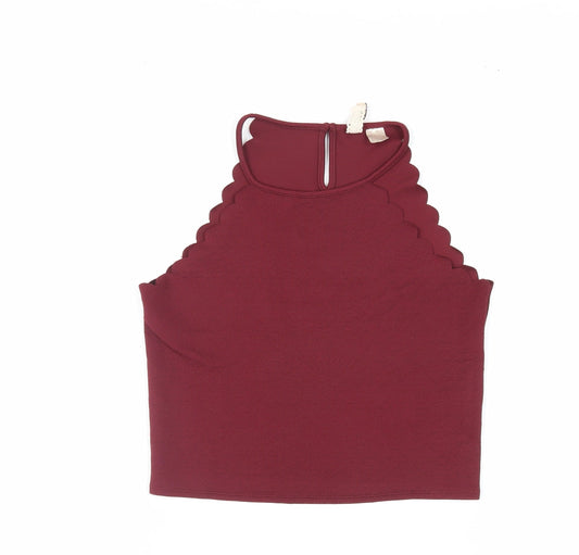 Womens UK Size M Divided by H&M Red Cropped Tank