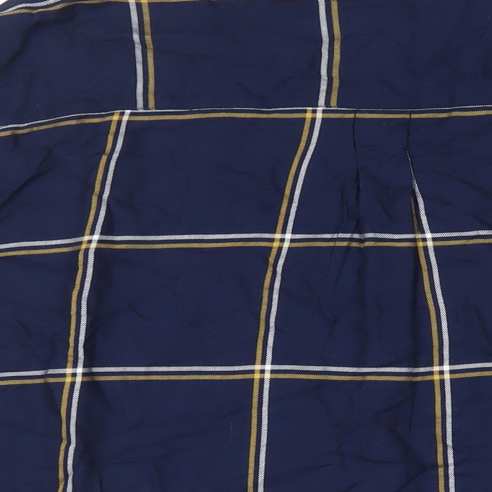 Damart Womens Blue Plaid Viscose Basic Button-Up Size 24 Collared