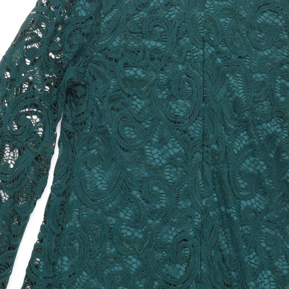 AX Paris Womens Green Polyester Mini Size 8 V-Neck Zip