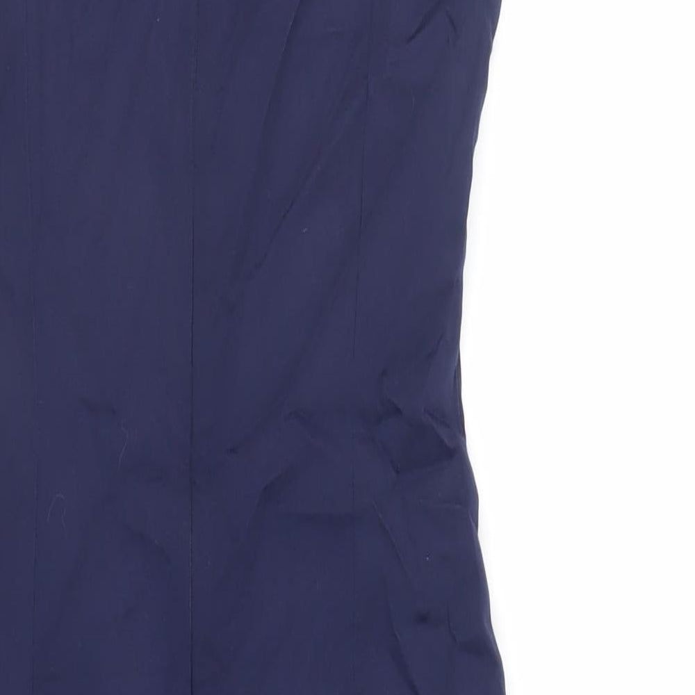Hilton Weiner Womens Blue Cotton Pencil Dress Size XS Boat Neck Zip