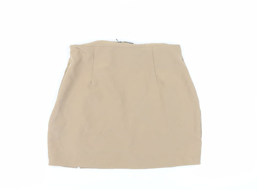 Boohoo Womens Beige Polyester Mini Skirt Size 12 Zip