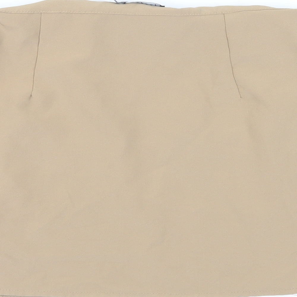 Boohoo Womens Beige Polyester Mini Skirt Size 12 Zip