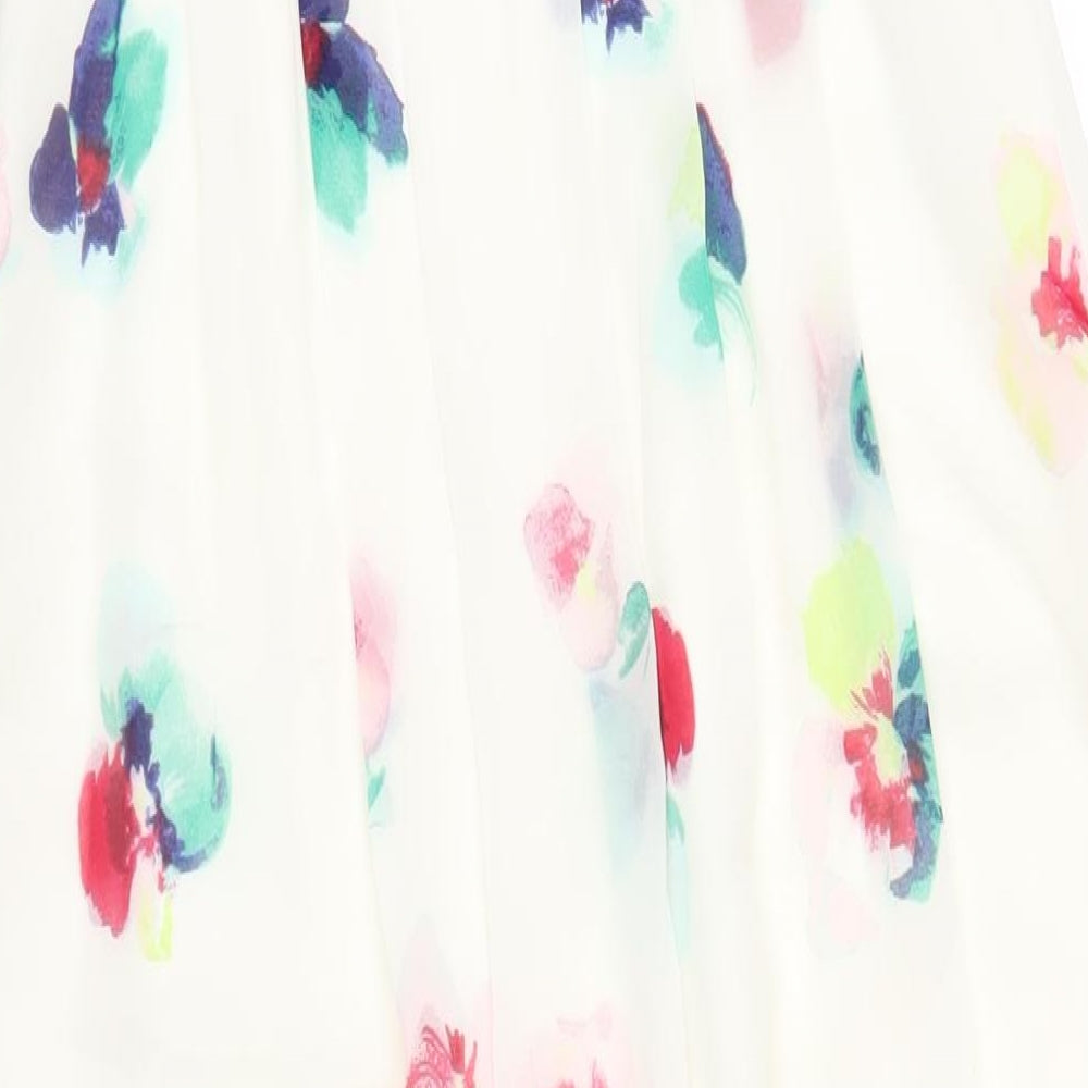 Monsoon Womens Multicoloured Floral Polyester A-Line Size 8 Square Neck Zip