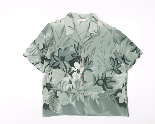 Womens UK Size 18 Bonmarché Green Basic Button-Up
