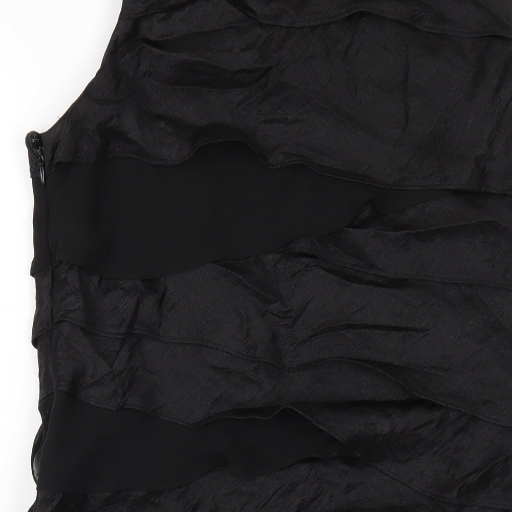 S.L. Fashion Womens Black Viscose A-Line Size 12 Round Neck Zip