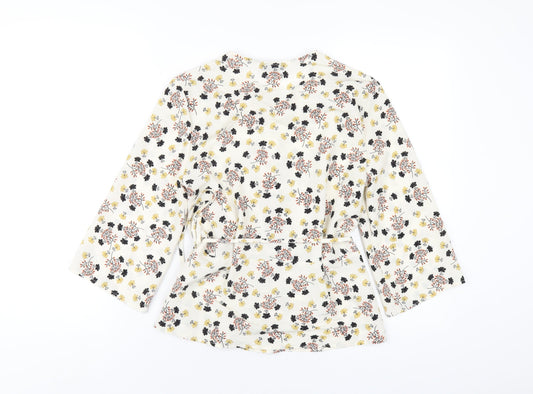 Womens UK Size 10 Topshop Ivory Wrap Blouse