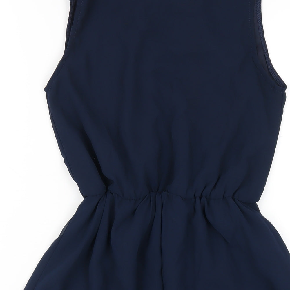 Boohoo Womens Blue Polyester A-Line Size 6 Round Neck Pullover