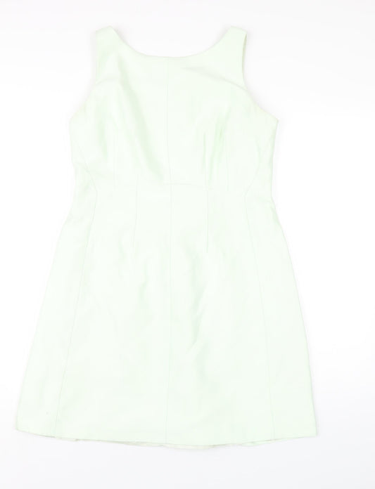 Coast Womens Green Polyester A-Line Size 12 Round Neck Zip