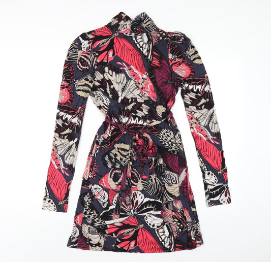 French Connection Womens Multicoloured Geometric Viscose A-Line Size 10 V-Neck Pullover