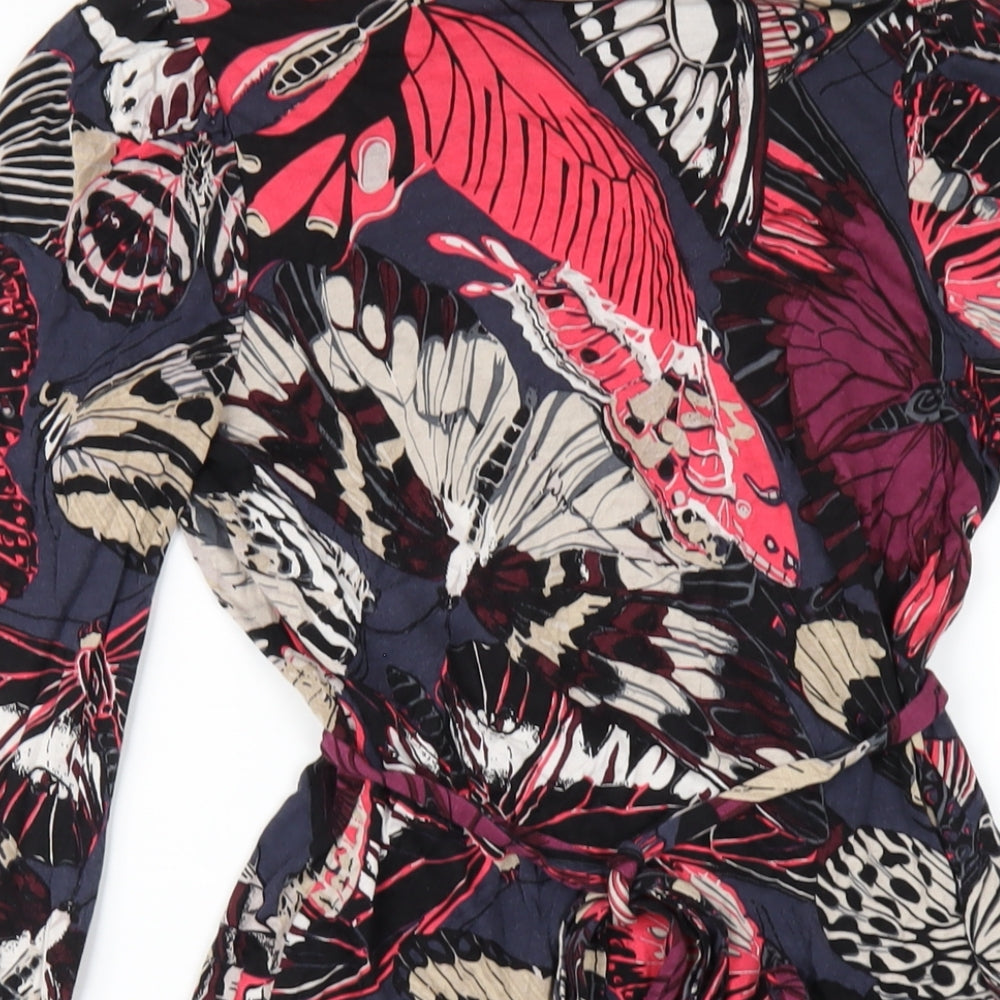 French Connection Womens Multicoloured Geometric Viscose A-Line Size 10 V-Neck Pullover