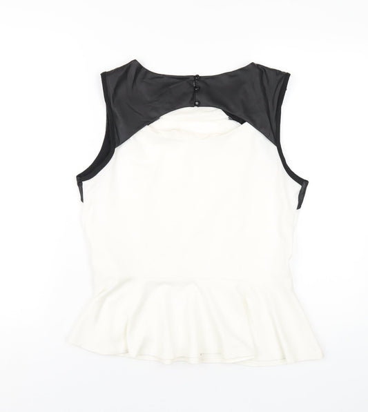 Dorothy Perkins Womens White Polyester Basic T-Shirt Size 16 Round Neck