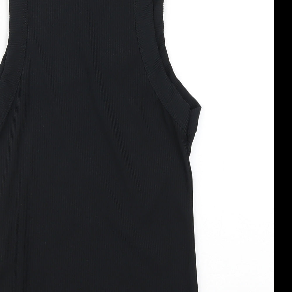 Boohoo Womens Black Polyester Basic Tank Size 12 Round Neck