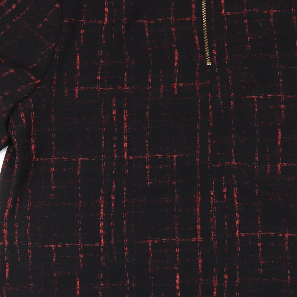 Fenn Wright Manson Womens Black Geometric Polyester A-Line Size 18 Round Neck Zip