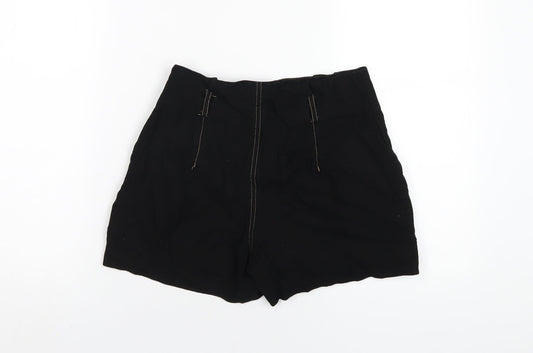 Miss Selfridge Womens Black Vinyl Basic Shorts Size 8 Regular Zip