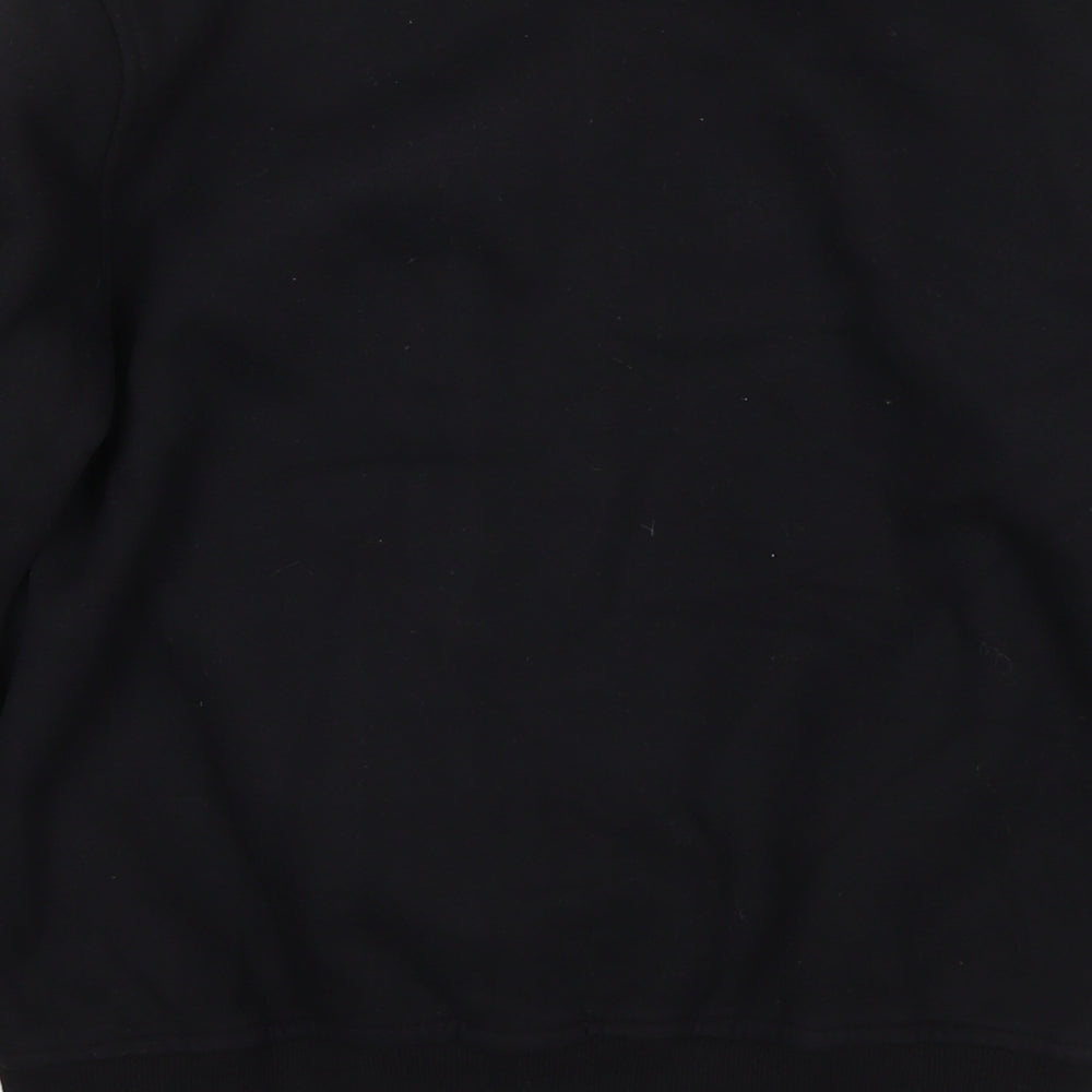Brand and care label for Missguided women’s black polyester full zip sweatshirt, size UK 6, zip