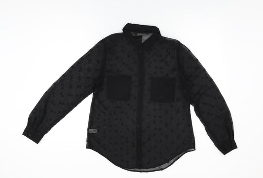 Womens UK Size S American Apparel Black Basic Button-Up