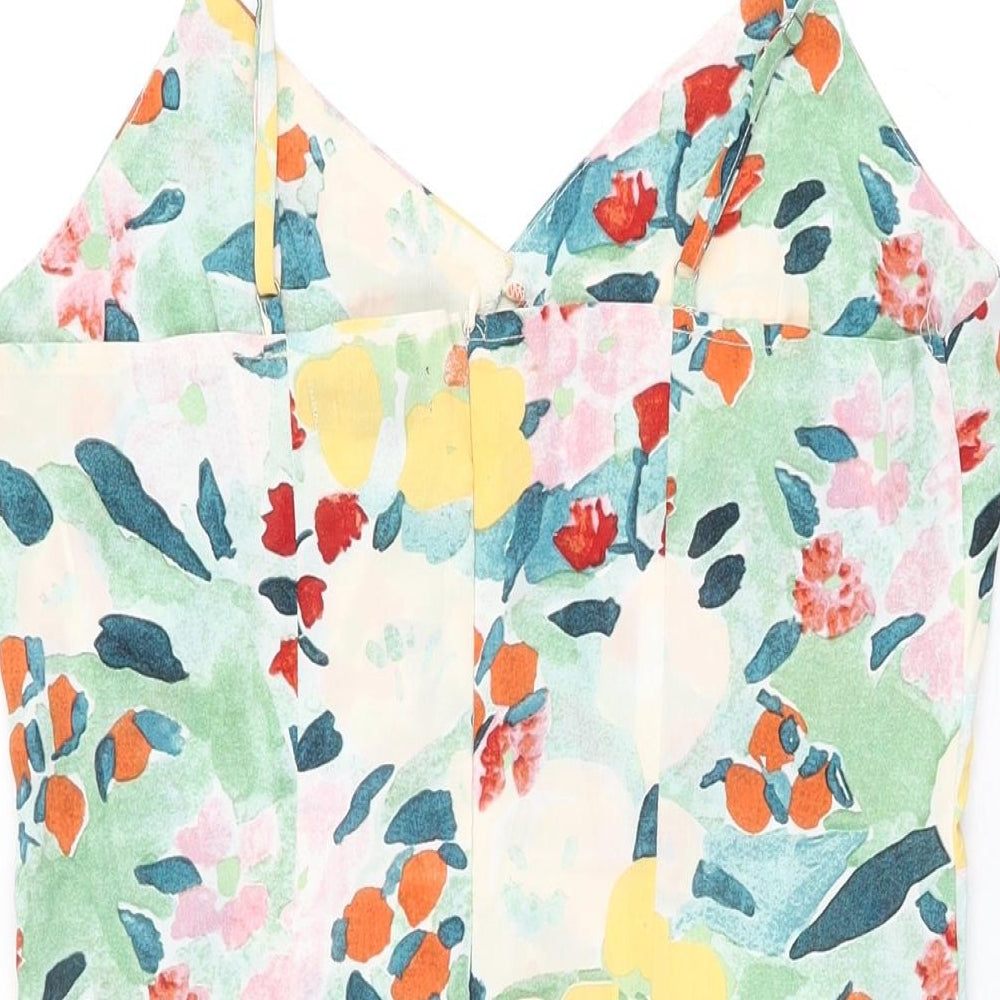 QED London Womens Multicoloured Floral Polyester Shift Size 10 V-Neck Zip