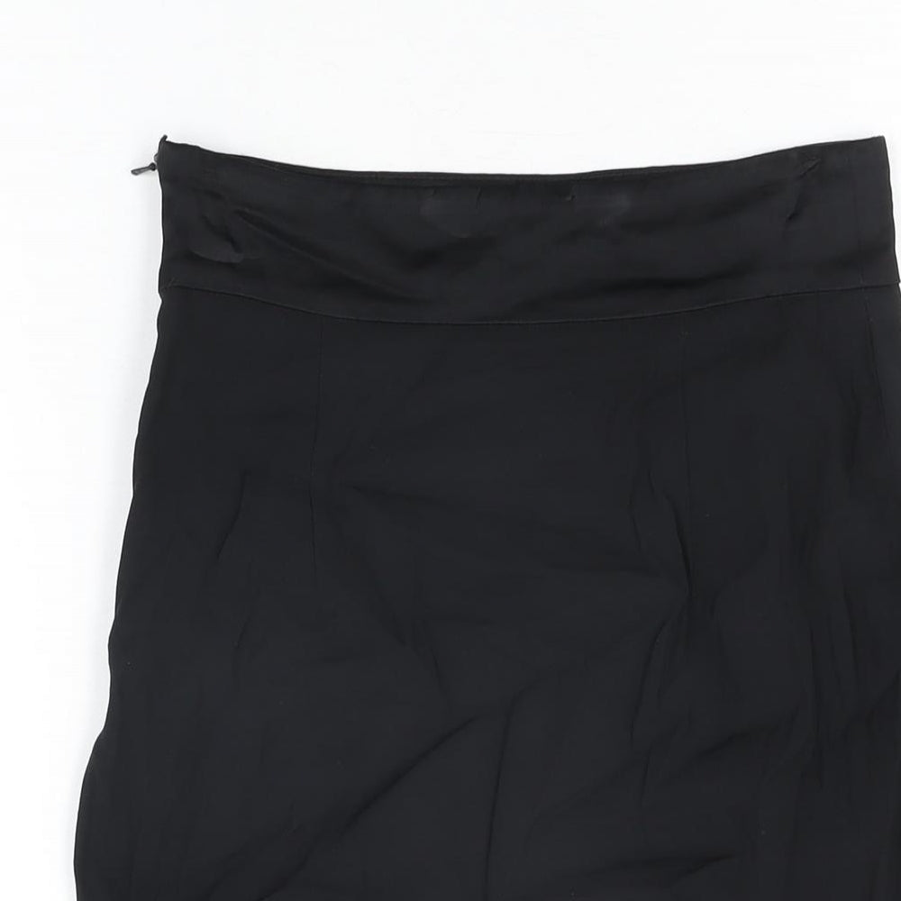 Brand and care label for French Connection women’s black viscose straight & pencil skirt, size UK 8, zip